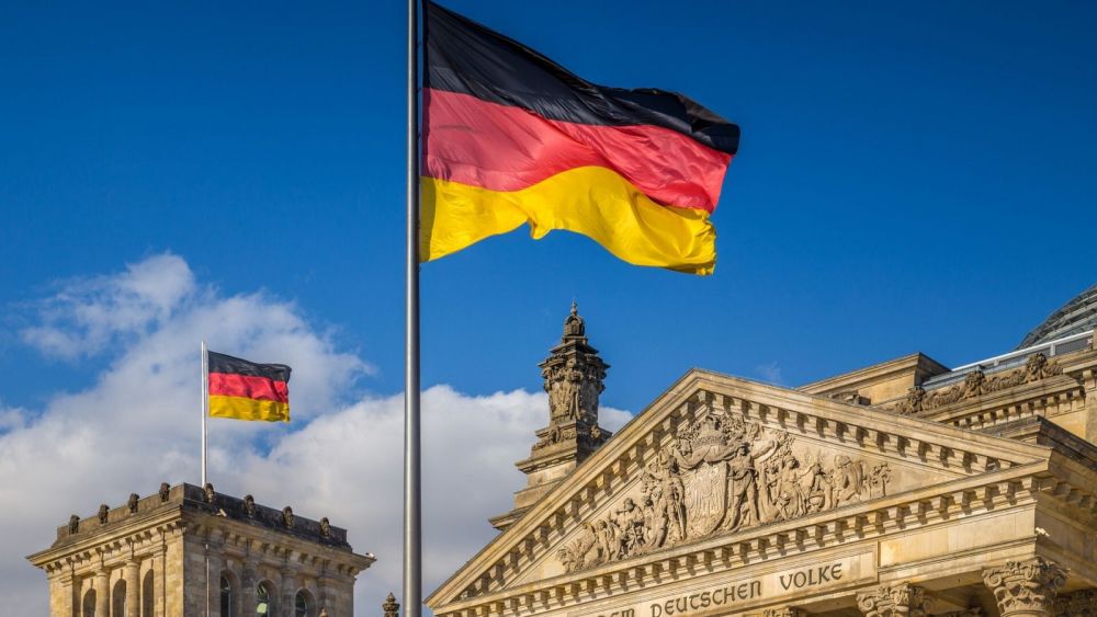 Banner de fondo con una bandera de Alemania